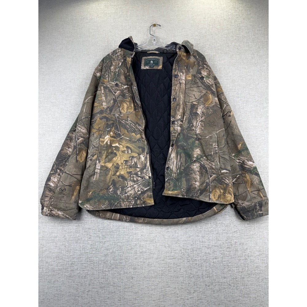 GH Bass Realtree Xtra Camo Hooded Shirt Jacket Mens Large Quilted Lined Hunting
